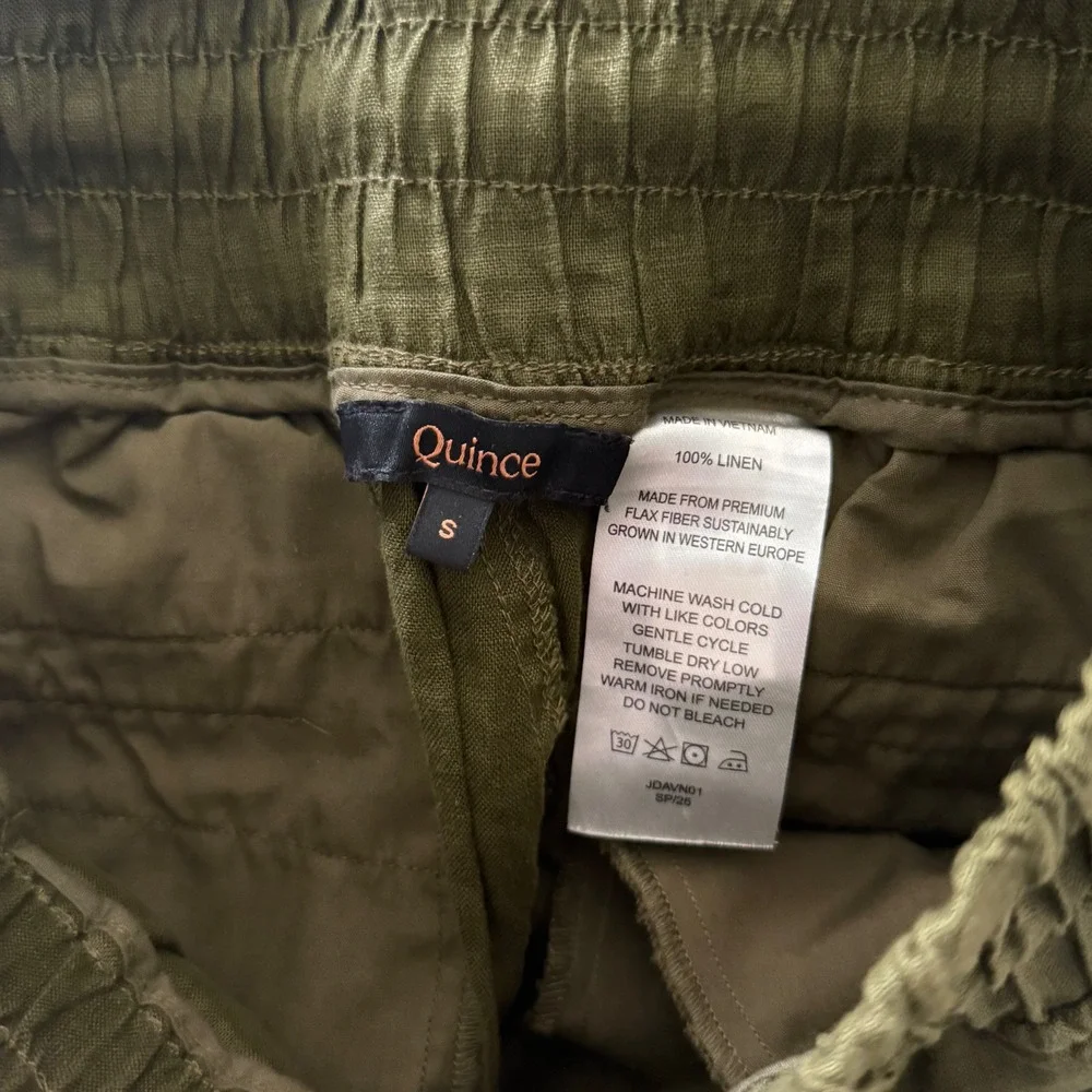 Quince 100% European Linen Wide Leg Pants in Martini Olive - Small